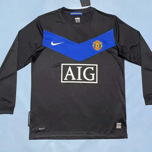 2009-2010 Man Utd Away Long Sleeve Retro Soccer Jersey