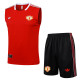 2025-26 Man Utd Red Tank top and shorts suit #D2541