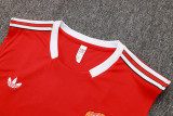 2025-26 Man Utd Red Tank top and shorts suit #D2541