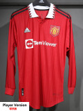 22-23 Man Utd Home Long Sleeve Player Version Soccer Jersey (长袖球员)