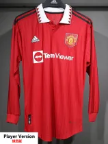 22-23 Man Utd Home Long Sleeve Player Version Soccer Jersey (长袖球员)