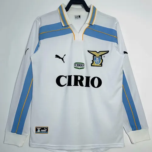 1999-2000 Lazio Centenary White Long Sleeve Retro Soccer Jersey