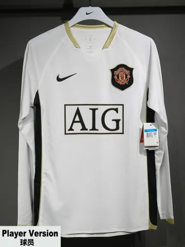 2006-2007 Man Utd Away Player Version Long Sleeve Retro Soccer Jersey