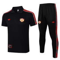 25-26  Man Utd Black Short shirts and Long trousers Suit #C2518