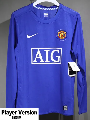 2008-2009 Man Utd Third Player Version Long Sleeve Retro Soccer Jersey