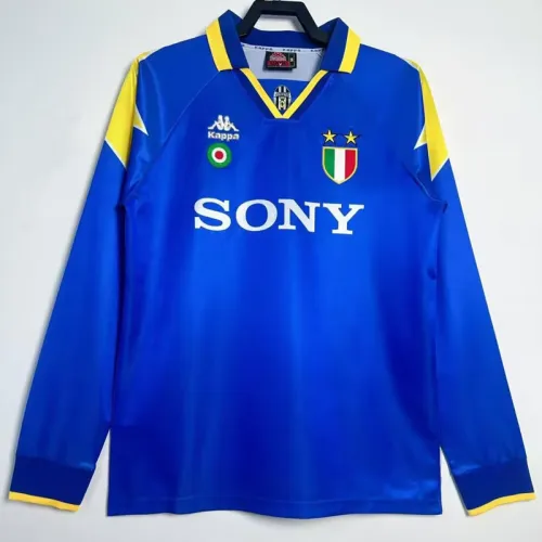 1995-1996 JUV Away Blue Retro Long Sleeve Soccer Jersey