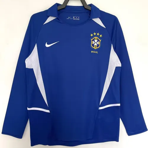 2002 Brazil Away Long Sleeve Retro Soccer Jersey