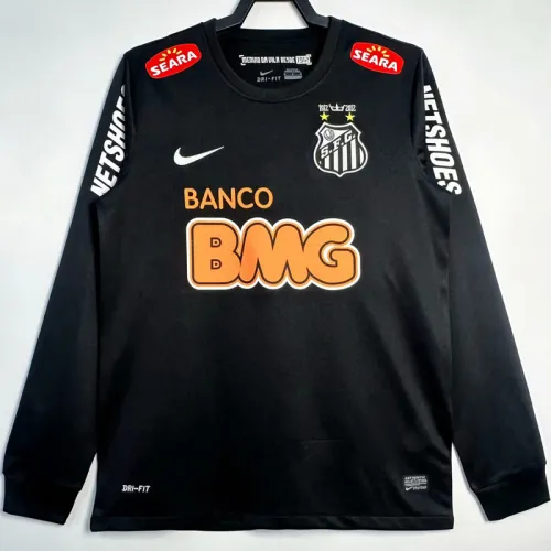2012-2013 Santos FC Black Long Sleeve Retro Soccer Jersey