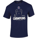 2025 PSG Royal blue CHAMPIONS High Quality Casual T-Shirt 宝蓝大杯白字