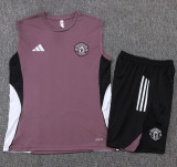 25-26 Man Utd Grey purple Tank top and shorts suit #D25123