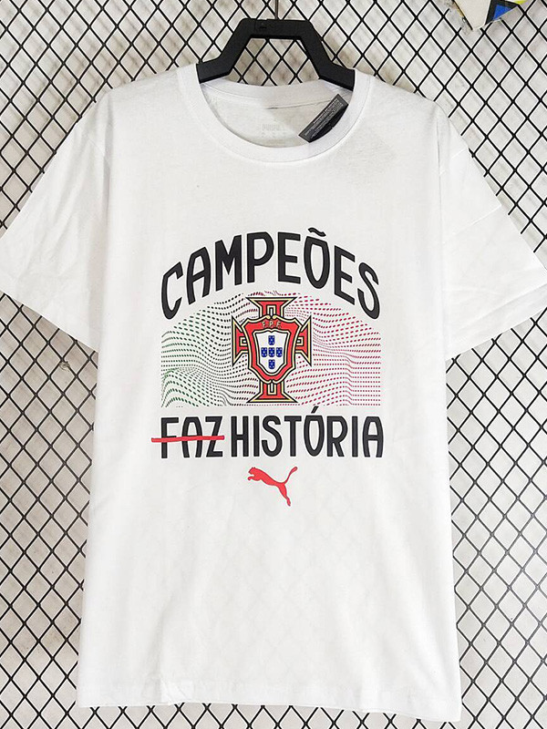 25-26 Portugal Champion White High Quality Casual T-Shirt