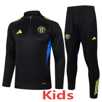 25-26 Man Utd Black Kids Half Pull Tracksuit #E2554(童装)(半拉链)