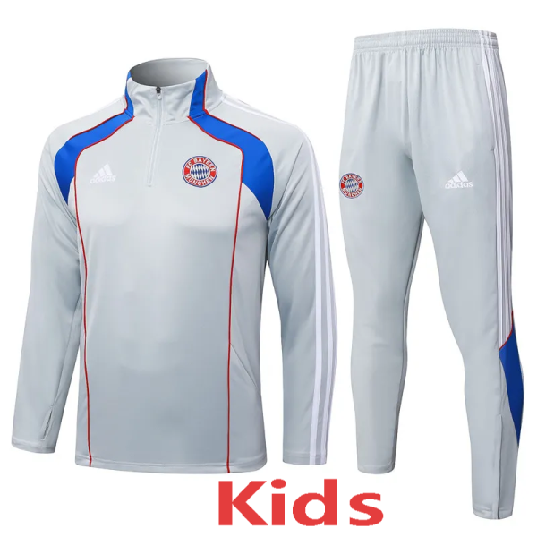 25-26 Bayern Light gray Kids Half Pull Tracksuit #E2582(童装)(半拉链)