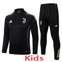 25-26 JUV Black Kids Half Pull Tracksuit #E25110(童装)(半拉链)