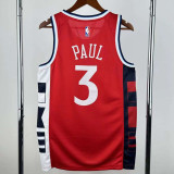 24-25 Clippers PAUL #3 Red Top Quality Hot Pressing NBA Jersey (Trapeze Edition) 飞人版