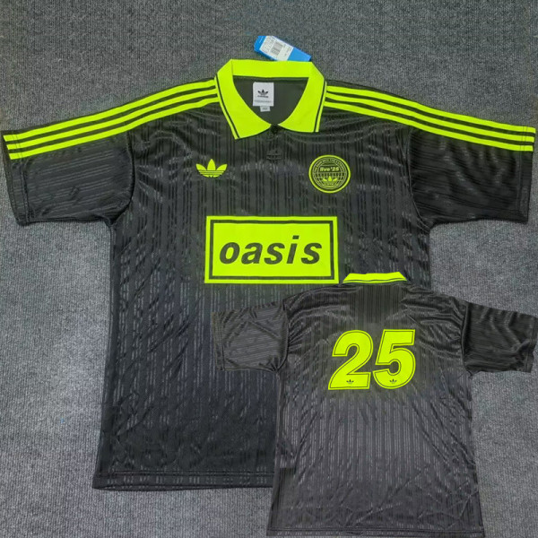 2025 Ad Oasis Joint Edition #25 Black Polo Short Sleeve (萤光绿边)