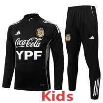 25-26 Argentina Black Kids Half Pull Tracksuit #E25130(童装)(半拉链)