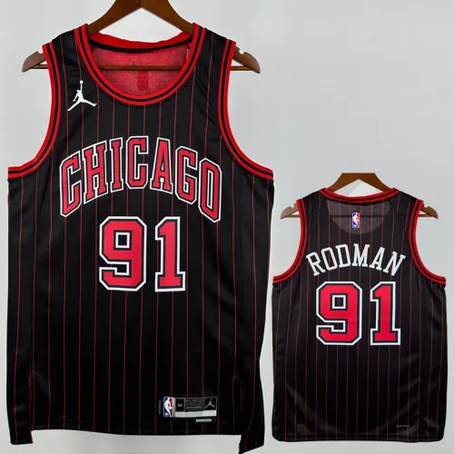 25-26 BULLS RODMAN #91 Black Top Quality Hot Pressing NBA Jersey