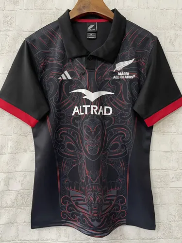2025 New Zealand Black Home Polo Rugby Jersey