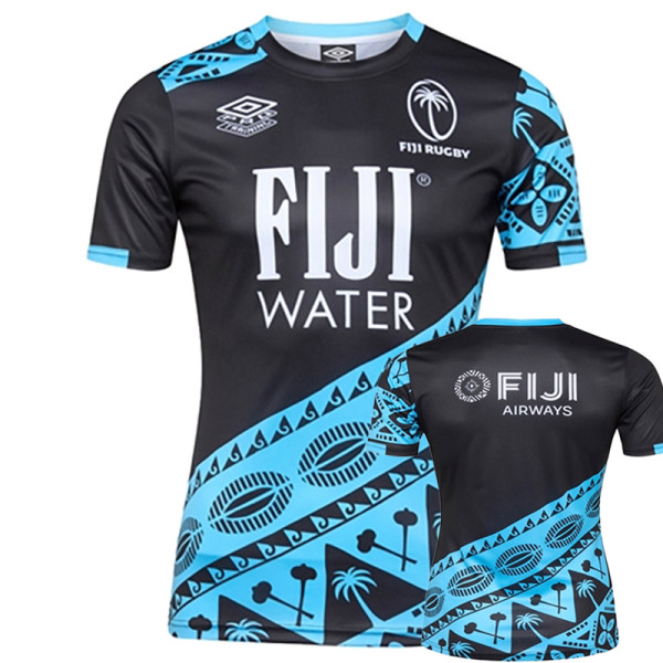 2025 FIJI Black Blue Rugby Jersey (圆领)