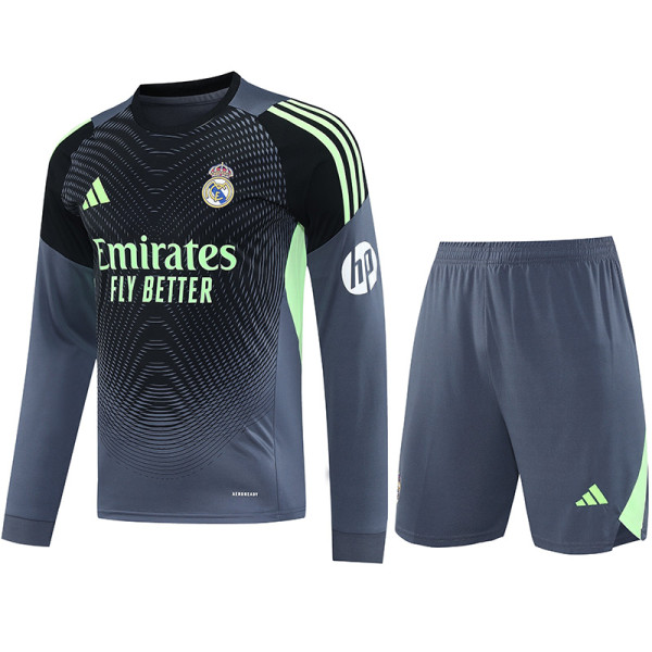 25-26 RMA Grey Black GoalKeeper (Long Sleev Suit) Soccer Jersey (长袖)