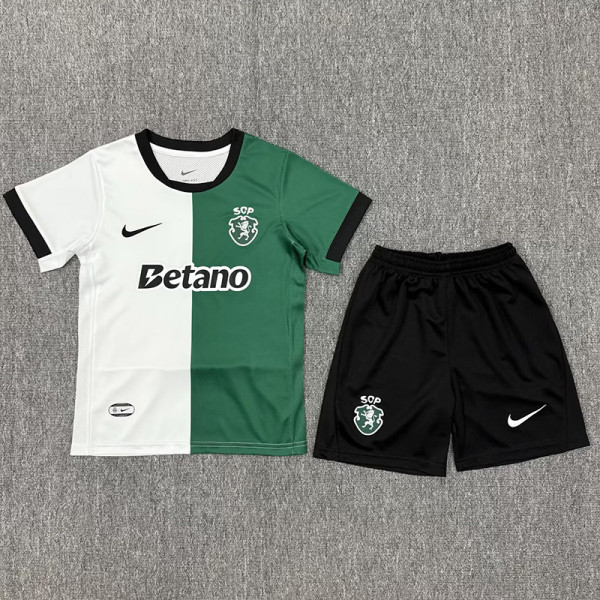 25-26 Sporting Lisbon White Green Kids Soccer Jersey