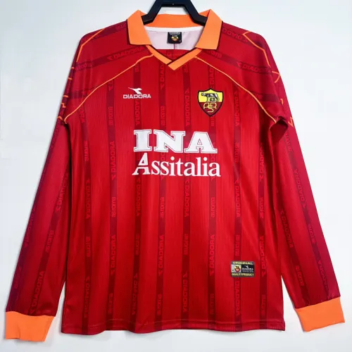 1999-2000 Roma Home Long Sleeve Retro Soccer Jersey