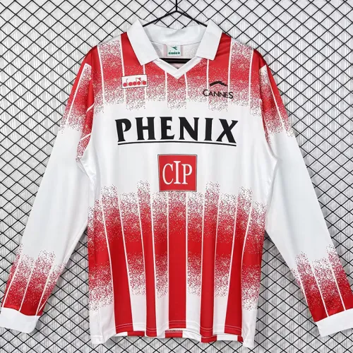 1991-1992 Cannes FC Home Long Sleeve Retro Soccer Jersey
