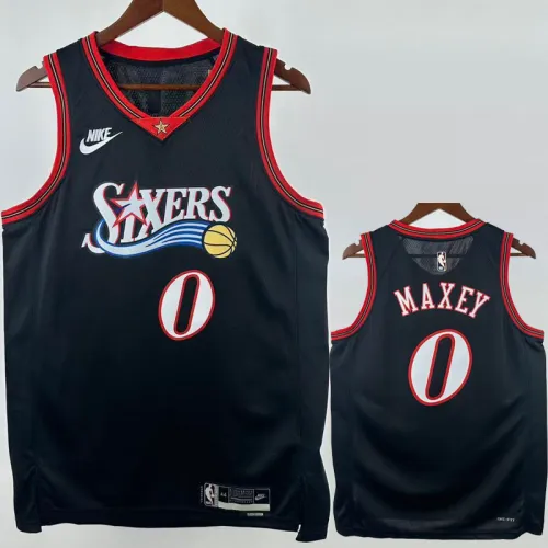 25-26 76ERS MAXEY #0 Black Top Quality Hot Pressing NBA Jersey