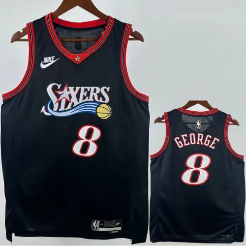 25-26 76ERS GEORGE #8 Black Top Quality Hot Pressing NBA Jersey