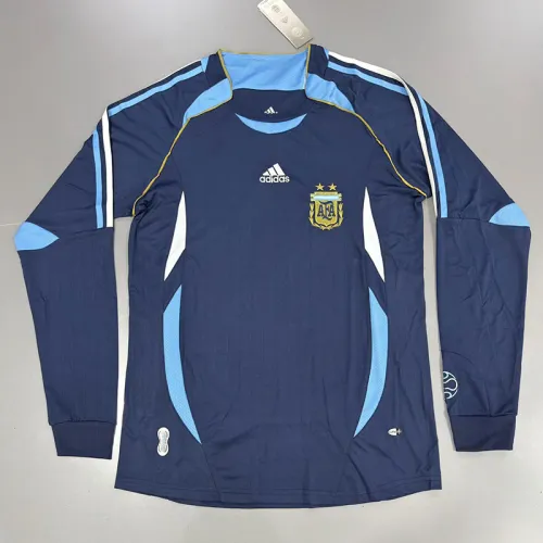 2006 Argentina Away Long Sleeve Retro Soccer Jersey