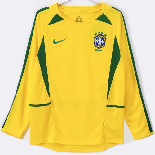 2002 Brazil Home Long Sleeve Retro Soccer Jersey