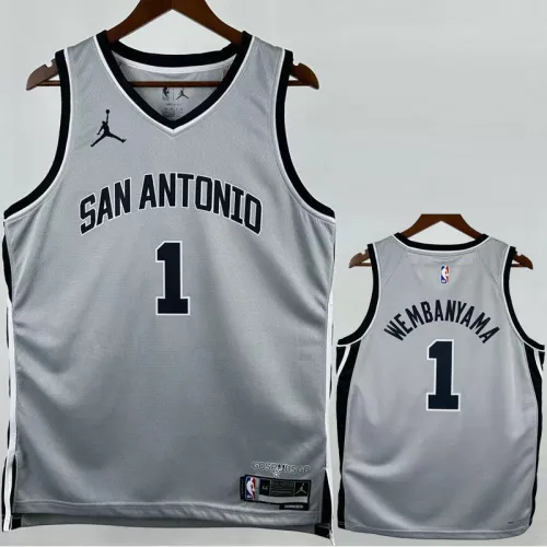 25-26 SA Spurs WEMBANYAMA #1 Grey Top Quality Hot Pressing NBA Jersey