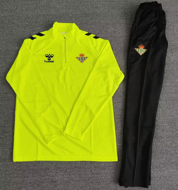 25-26 Real Betis Fluorescent green Half Pull Tracksuit (Pants Have Pocket)(半拉链)
