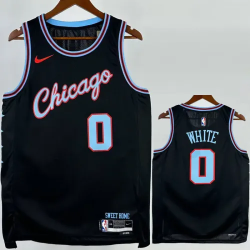 25-26 BULLS WHITE #0 Black City Edition Top Quality Hot Pressing NBA Jersey