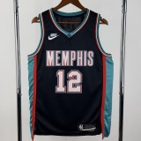 25-26 Grizzlies MORANT #12 Black Retro Top Quality Hot Pressing NBA Jersey