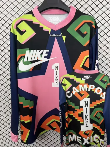 Mexico Campos #1 Goalkeeper Long Sleeve Retro Soccer Jersey
