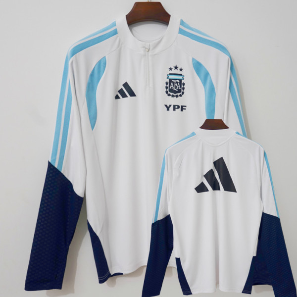 26-27 Argentina White Top Half Pull Tracksuit (半拉上衣)