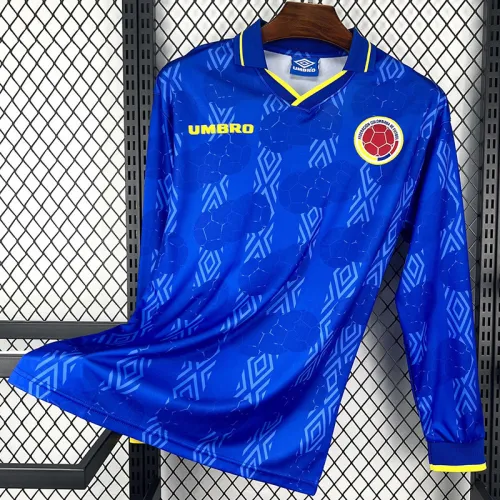 1994 Colombia Away Long Sleeve Retro Soccer Jersey