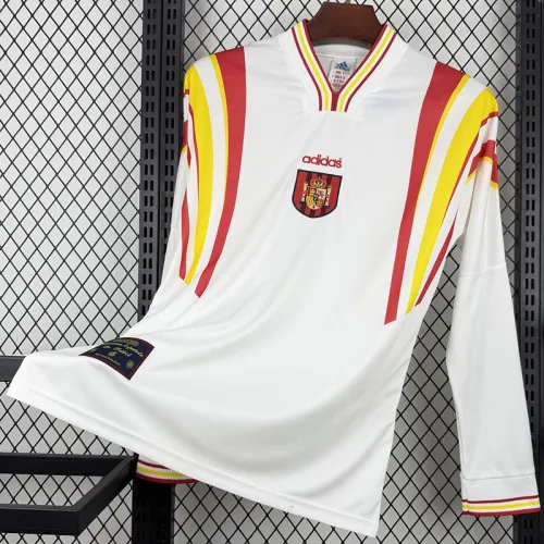 1996 Spain Home Long Sleeve Retro Soccer Jersey