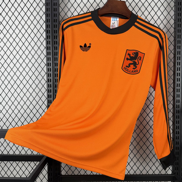 1990 Netherlands Home Long Sleeve Retro Soccer Jersey (长袖)
