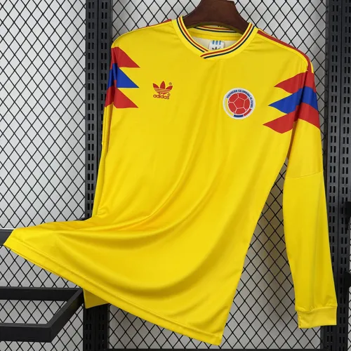 1990 Colombia Home Long Sleeve Retro Soccer Jersey