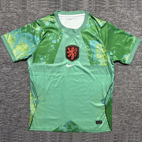 26-27 Netherlands Green Goalkeeper Fans Soccer Jersey