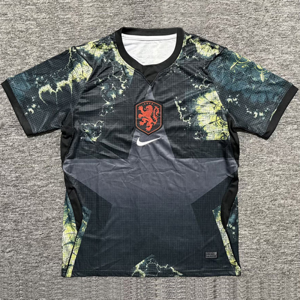 26-27 Netherlands Black Goalkeeper Fans Soccer Jersey