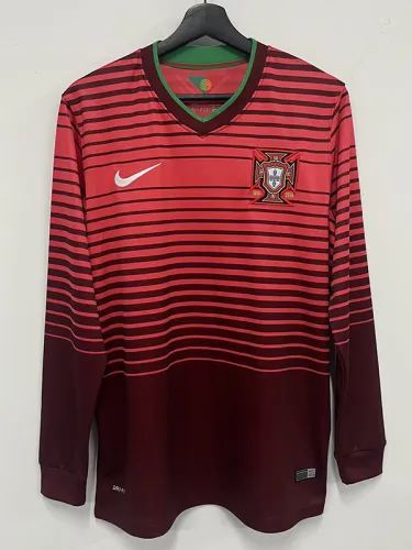 2014 Portugal Home Long Sleeve Retro Soccer Jersey
