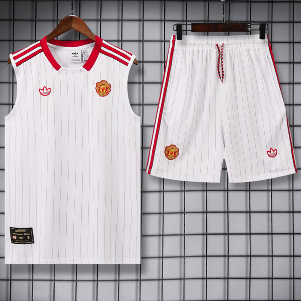 25-26 Man Utd White red Tank top and shorts suit