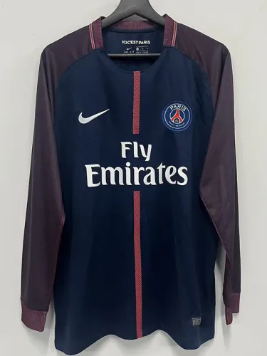 2017-2018 PSG Paris Home Long Sleeve Retro Soccer Jersey