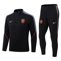 26-27 Netherlands Black Half Pull Tracksuit (半拉链)