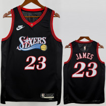 25-26 76ERS JAMES #23 Black Retro Top Quality Hot Pressing NBA Jersey (V领)