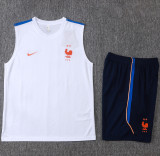 26-27 France White Tank top and shorts suit